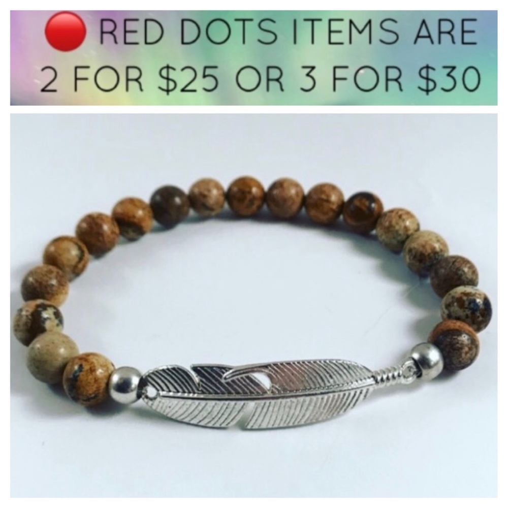 🔴SALE ! Men or women picture jasper & feather